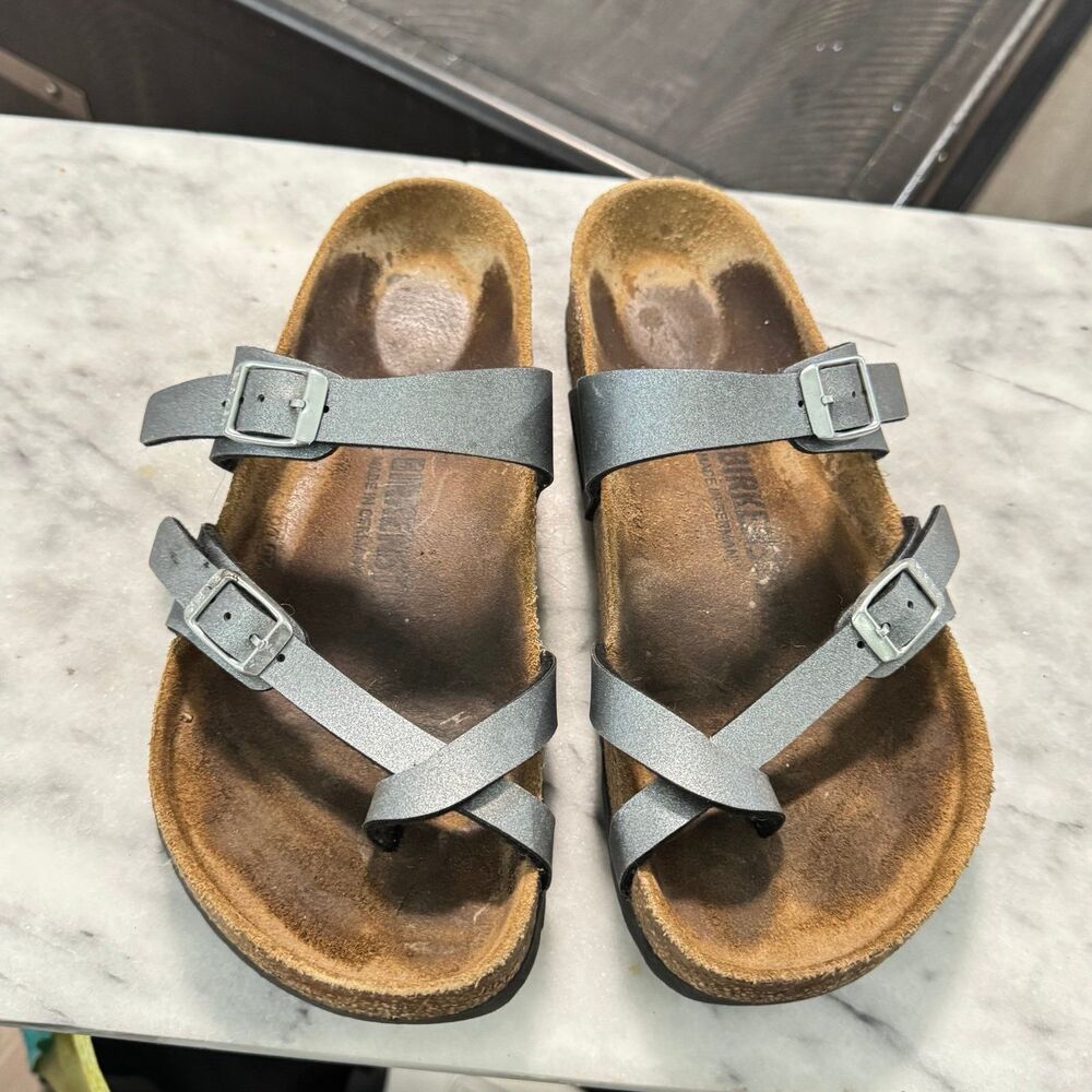 BIRKENSTOCK MAYARI SILVER metallic WOMENS Size 37 regular
